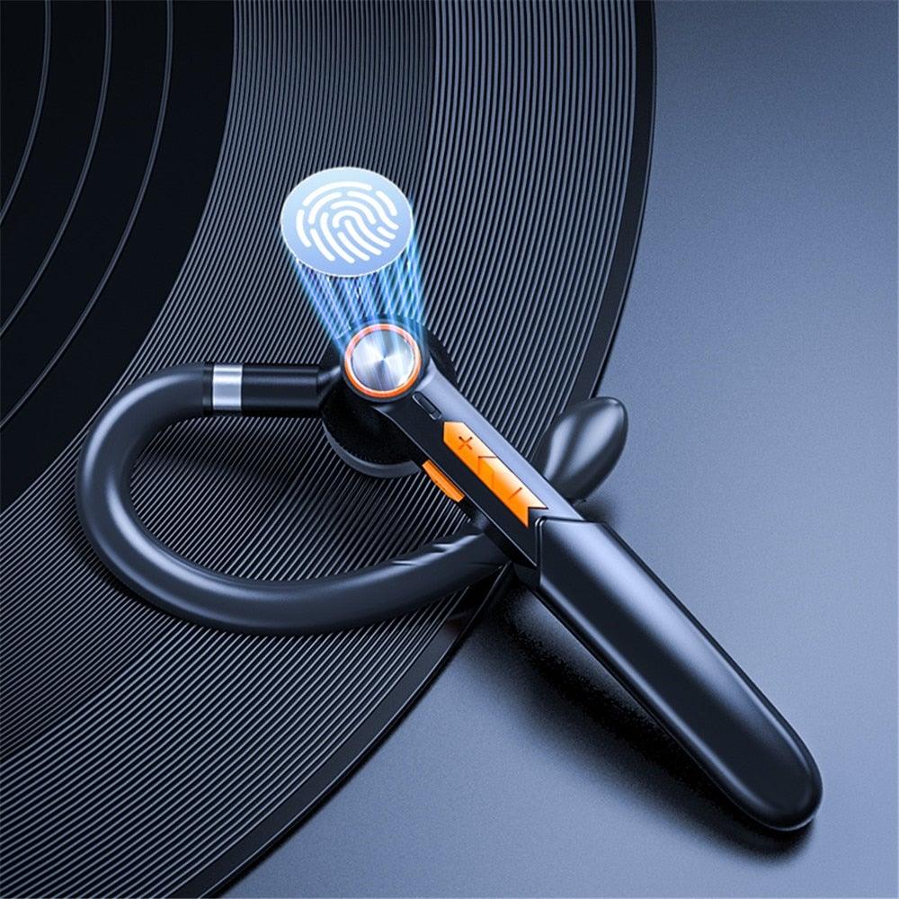 Ergonomic Single Lightweight Bluetooth Earphones Handsfree Wireless Headphones Business Driving Headset Outdoor Sports Volume Control Earphone Fingerprint Design Over Ear Earphone Stevvex