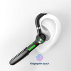 Ergonomic Single Lightweight Bluetooth Earphones Handsfree Wireless Headphones Business Driving Headset Outdoor Sports Volume Control Earphone Fingerprint Design Over Ear Earphone Stevvex