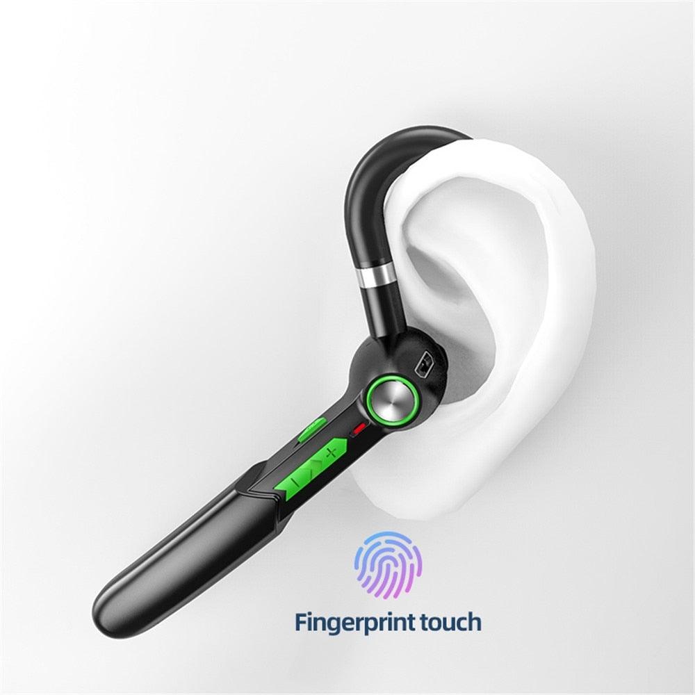 Ergonomic Single Lightweight Bluetooth Earphones Handsfree Wireless Headphones Business Driving Headset Outdoor Sports Volume Control Earphone Fingerprint Design Over Ear Earphone Stevvex