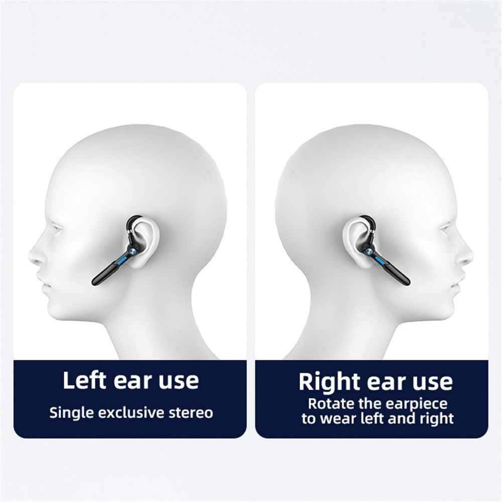 Ergonomic Single Lightweight Bluetooth Earphones Handsfree Wireless Headphones Business Driving Headset Outdoor Sports Volume Control Earphone Fingerprint Design Over Ear Earphone Stevvex