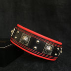 The "Eros" collar 2.5 inch wide black & red Bestia Dog Gear