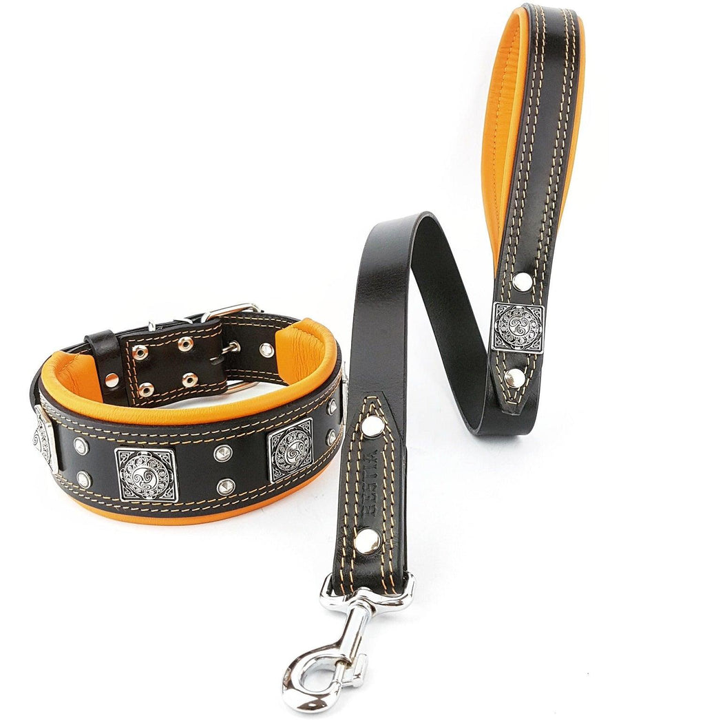 The "Eros" collar 2.5 inch wide black & orange - SJB-DIAMOND ELITES