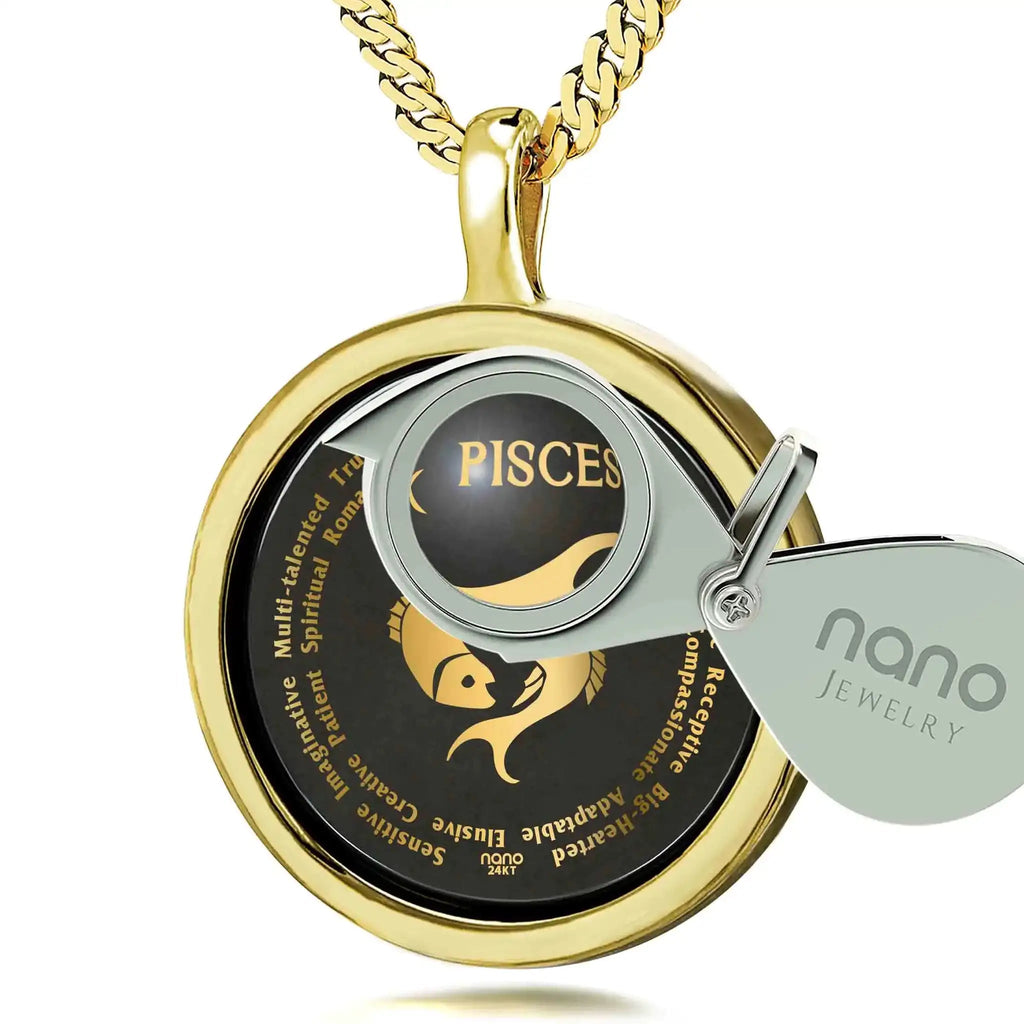 Pisces Necklaces for Lovers of the Zodiac 24k Gold Inscribed Lootquake LLC