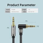 90Degree 3.5mm Right Angle AUX Audio Cable Jack For Headphone Extension Wire Stevvex