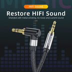 90Degree 3.5mm Right Angle AUX Audio Cable Jack For Headphone Extension Wire Stevvex