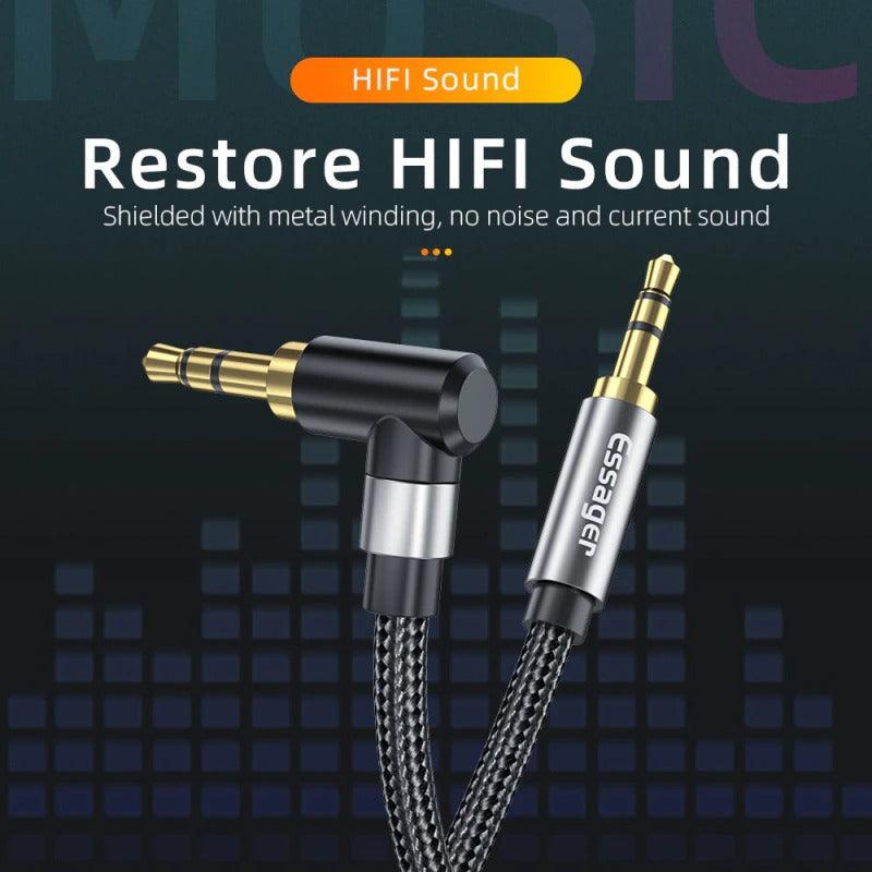 90Degree 3.5mm Right Angle AUX Audio Cable Jack For Headphone Extension Wire Stevvex