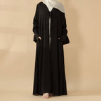 Front Bowknot Ribbon Tie Abaya With Ruffle Sleeves (MOA117)