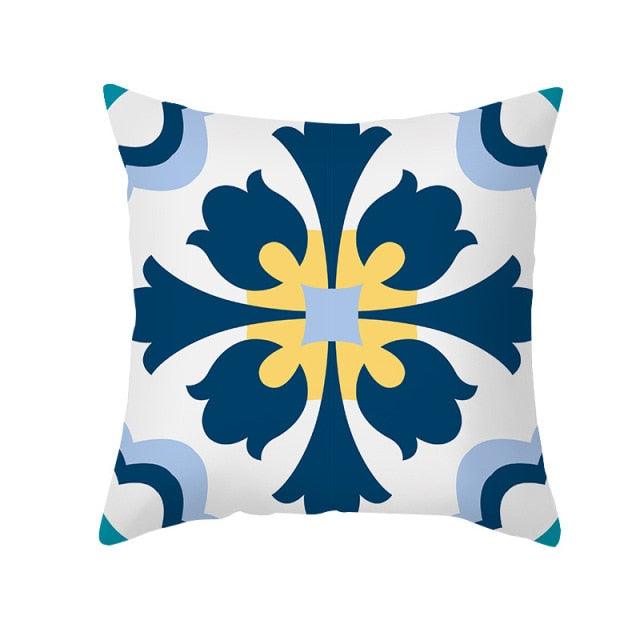 Ethnic Floral Patterns Sofa Cushion Cases Nordic Geometric Simple Blue Modern Decorative Throw Pillow Case Cushion Case For Room Bedroom Pillows Case Bohemian Decor Home Pillows 45x45CM Stevvex