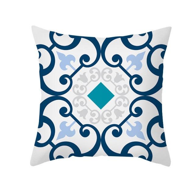 Ethnic Floral Patterns Sofa Cushion Cases Nordic Geometric Simple Blue Modern Decorative Throw Pillow Case Cushion Case For Room Bedroom Pillows Case Bohemian Decor Home Pillows 45x45CM Stevvex