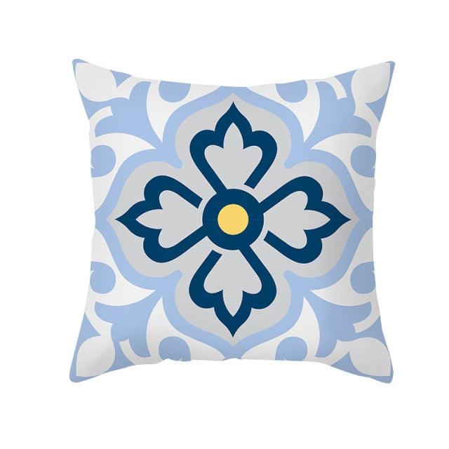 Ethnic Floral Patterns Sofa Cushion Cases Nordic Geometric Simple Blue Modern Decorative Throw Pillow Case Cushion Case For Room Bedroom Pillows Case Bohemian Decor Home Pillows 45x45CM Stevvex