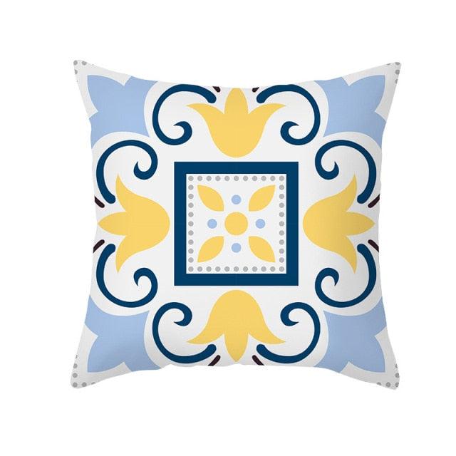 Ethnic Floral Patterns Sofa Cushion Cases Nordic Geometric Simple Blue Modern Decorative Throw Pillow Case Cushion Case For Room Bedroom Pillows Case Bohemian Decor Home Pillows 45x45CM Stevvex
