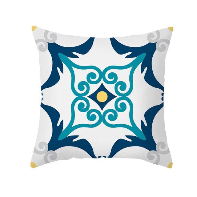 Ethnic Floral Patterns Sofa Cushion Cases Nordic Geometric Simple Blue Modern Decorative Throw Pillow Case Cushion Case For Room Bedroom Pillows Case Bohemian Decor Home Pillows 45x45CM Stevvex