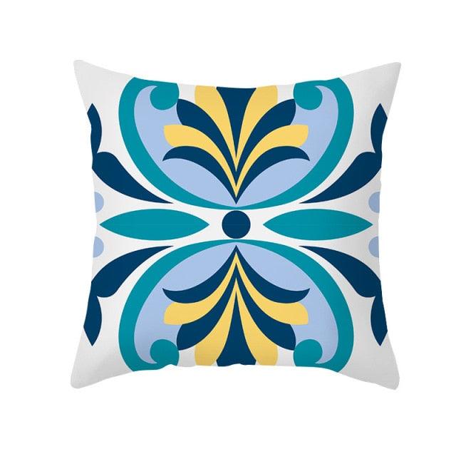 Ethnic Floral Patterns Sofa Cushion Cases Nordic Geometric Simple Blue Modern Decorative Throw Pillow Case Cushion Case For Room Bedroom Pillows Case Bohemian Decor Home Pillows 45x45CM Stevvex