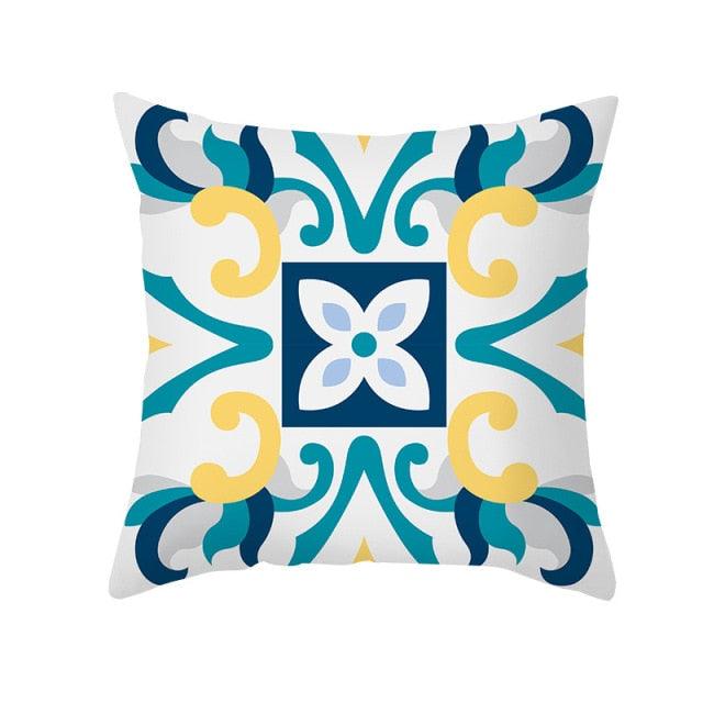 Ethnic Floral Patterns Sofa Cushion Cases Nordic Geometric Simple Blue Modern Decorative Throw Pillow Case Cushion Case For Room Bedroom Pillows Case Bohemian Decor Home Pillows 45x45CM Stevvex