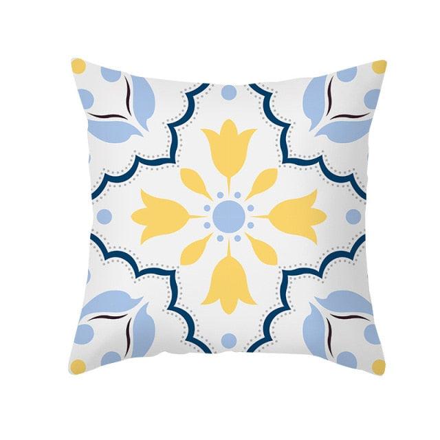 Ethnic Floral Patterns Sofa Cushion Cases Nordic Geometric Simple Blue Modern Decorative Throw Pillow Case Cushion Case For Room Bedroom Pillows Case Bohemian Decor Home Pillows 45x45CM Stevvex