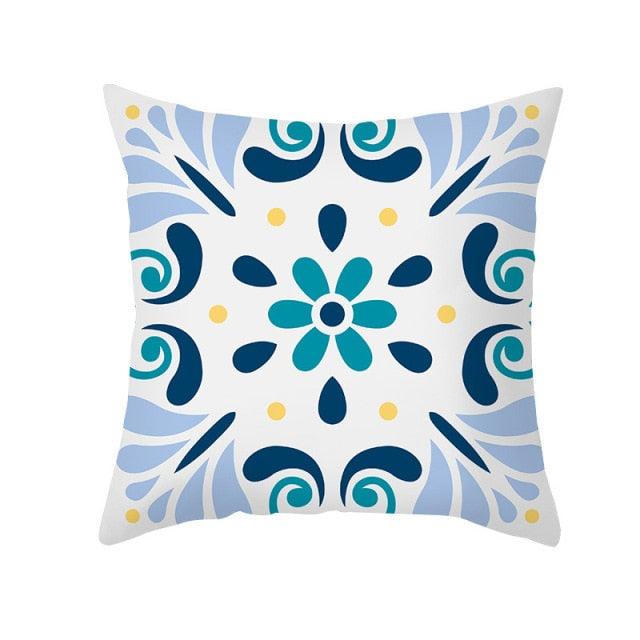 Ethnic Floral Patterns Sofa Cushion Cases Nordic Geometric Simple Blue Modern Decorative Throw Pillow Case Cushion Case For Room Bedroom Pillows Case Bohemian Decor Home Pillows 45x45CM Stevvex