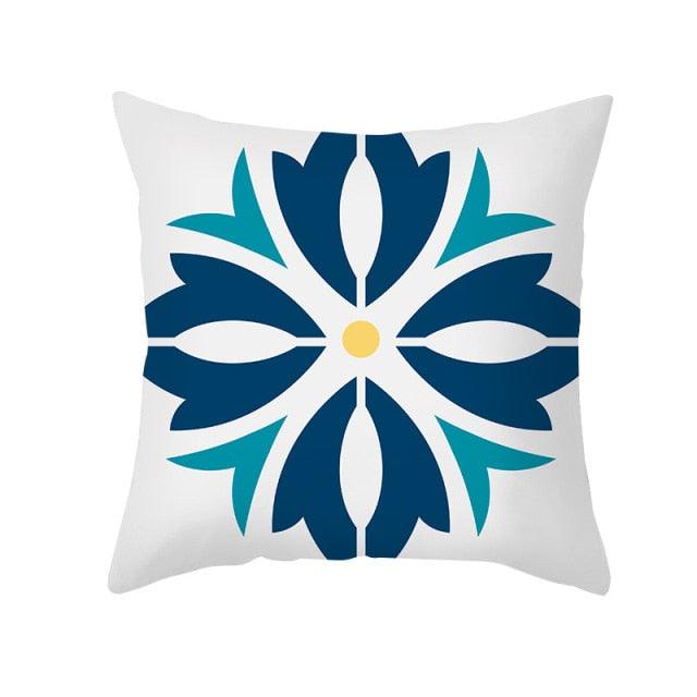 Ethnic Floral Patterns Sofa Cushion Cases Nordic Geometric Simple Blue Modern Decorative Throw Pillow Case Cushion Case For Room Bedroom Pillows Case Bohemian Decor Home Pillows 45x45CM Stevvex
