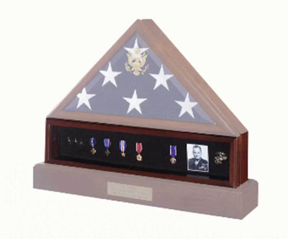 Medal Display Case, Pedestal, Medal Holder, Available in Cherry or Walnut Wood The Military Gift Store