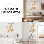 3D Europe Wooden Map Gold