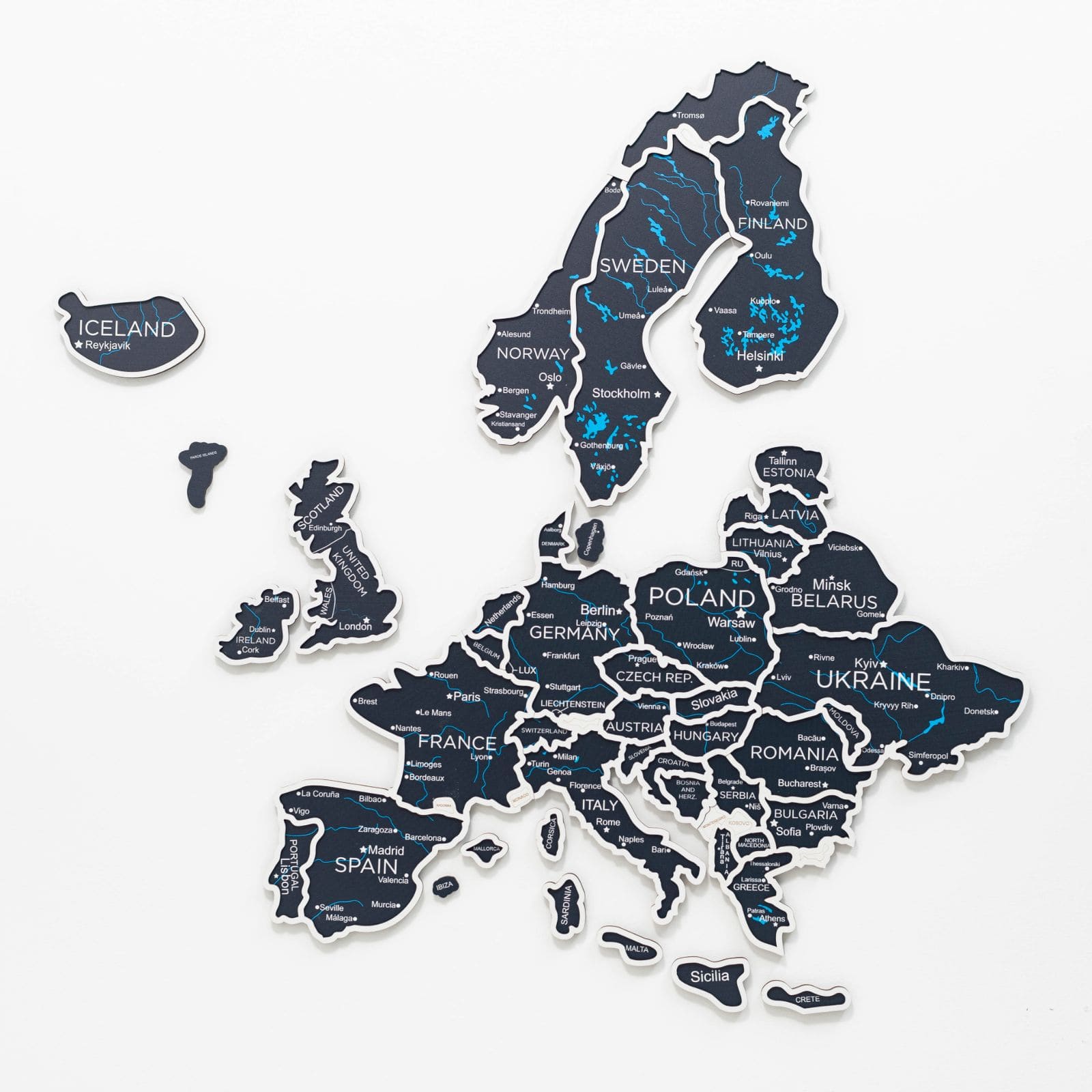 Europe Photo Map Midnight - SJB-DIAMOND ELITES
