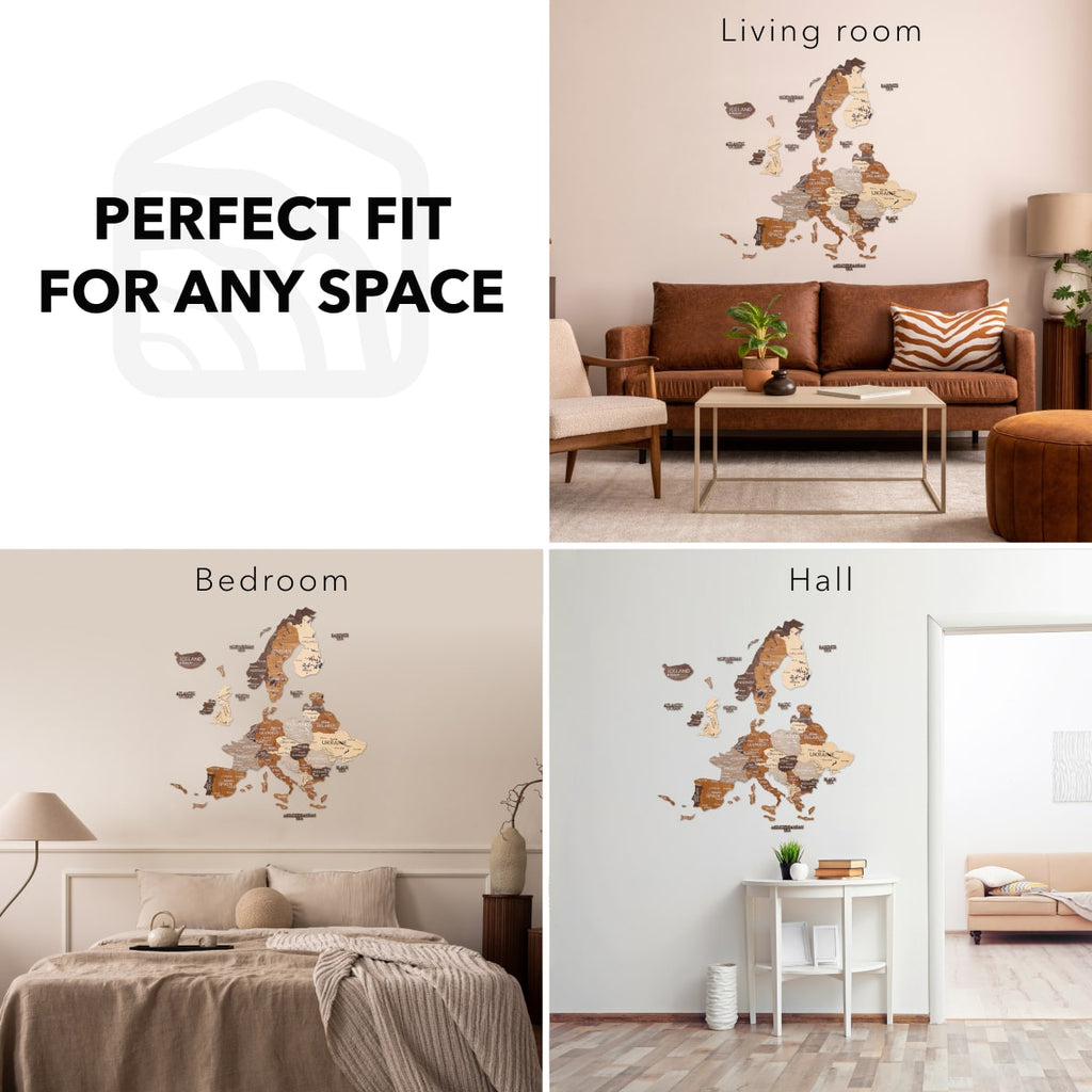 3D Europe Wooden Map Multicolor Enjoy The Wood