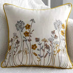 European Floral Cushion Cover Cotton Pillowcases Yellow Botanical Flowers and Green Leaves Floral Garden Pattern Printed Cushion Home Decor Rectangle Pillow Cover Stevvex