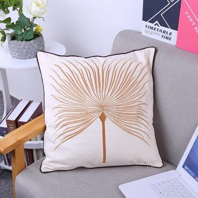 European Floral Cushion Cover Cotton Pillowcases Yellow Botanical Flowers and Green Leaves Floral Garden Pattern Printed Cushion Home Decor Rectangle Pillow Cover Stevvex