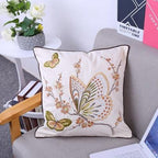 European Floral Cushion Cover Cotton Pillowcases Yellow Botanical Flowers and Green Leaves Floral Garden Pattern Printed Cushion Home Decor Rectangle Pillow Cover Stevvex