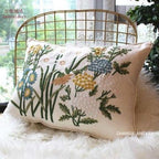 European Floral Cushion Cover Cotton Pillowcases Yellow Botanical Flowers and Green Leaves Floral Garden Pattern Printed Cushion Home Decor Rectangle Pillow Cover Stevvex