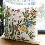 European Floral Cushion Cover Cotton Pillowcases Yellow Botanical Flowers and Green Leaves Floral Garden Pattern Printed Cushion Home Decor Rectangle Pillow Cover Stevvex