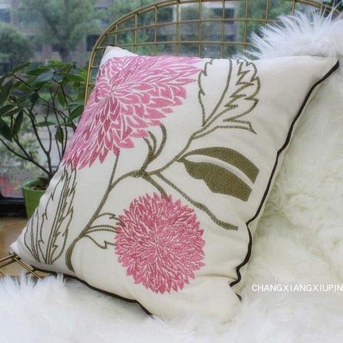 European Floral Cushion Cover Cotton Pillowcases Yellow Botanical Flowers and Green Leaves Floral Garden Pattern Printed Cushion Home Decor Rectangle Pillow Cover Stevvex