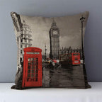 European Style Throw Pillow Covers Red London Street Bus Telephone Booth Big Ben Square Cushion Covers For Home Bed Sofa Throw Pillow Covers Red Bus and Telephone Booth Design Cushion Case Cotton Linen Home Sofa Decor 45X45CM Stevvex
