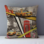 European Style Throw Pillow Covers Red London Street Bus Telephone Booth Big Ben Square Cushion Covers For Home Bed Sofa Throw Pillow Covers Red Bus and Telephone Booth Design Cushion Case Cotton Linen Home Sofa Decor 45X45CM Stevvex