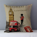 European Style Throw Pillow Covers Red London Street Bus Telephone Booth Big Ben Square Cushion Covers For Home Bed Sofa Throw Pillow Covers Red Bus and Telephone Booth Design Cushion Case Cotton Linen Home Sofa Decor 45X45CM Stevvex