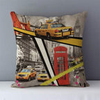 European Style Throw Pillow Covers Red London Street Bus Telephone Booth Big Ben Square Cushion Covers For Home Bed Sofa Throw Pillow Covers Red Bus and Telephone Booth Design Cushion Case Cotton Linen Home Sofa Decor 45X45CM Stevvex