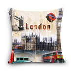 European Style Throw Pillow Covers Red London Street Bus Telephone Booth Big Ben Square Cushion Covers For Home Bed Sofa Throw Pillow Covers Red Bus and Telephone Booth Design Cushion Case Cotton Linen Home Sofa Decor 45X45CM Stevvex