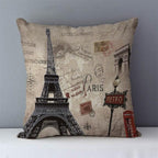 European Style Throw Pillow Covers Red London Street Bus Telephone Booth Big Ben Square Cushion Covers For Home Bed Sofa Throw Pillow Covers Red Bus and Telephone Booth Design Cushion Case Cotton Linen Home Sofa Decor 45X45CM Stevvex