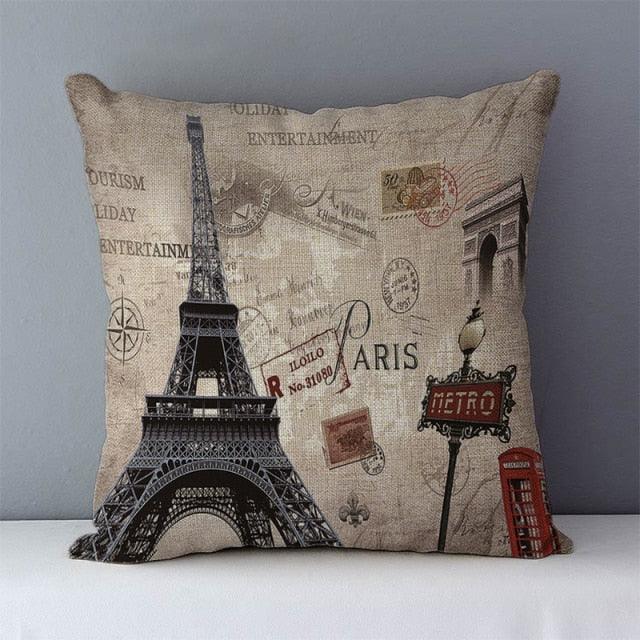 European Style Throw Pillow Covers Red London Street Bus Telephone Booth Big Ben Square Cushion Covers For Home Bed Sofa Throw Pillow Covers Red Bus and Telephone Booth Design Cushion Case Cotton Linen Home Sofa Decor 45X45CM Stevvex