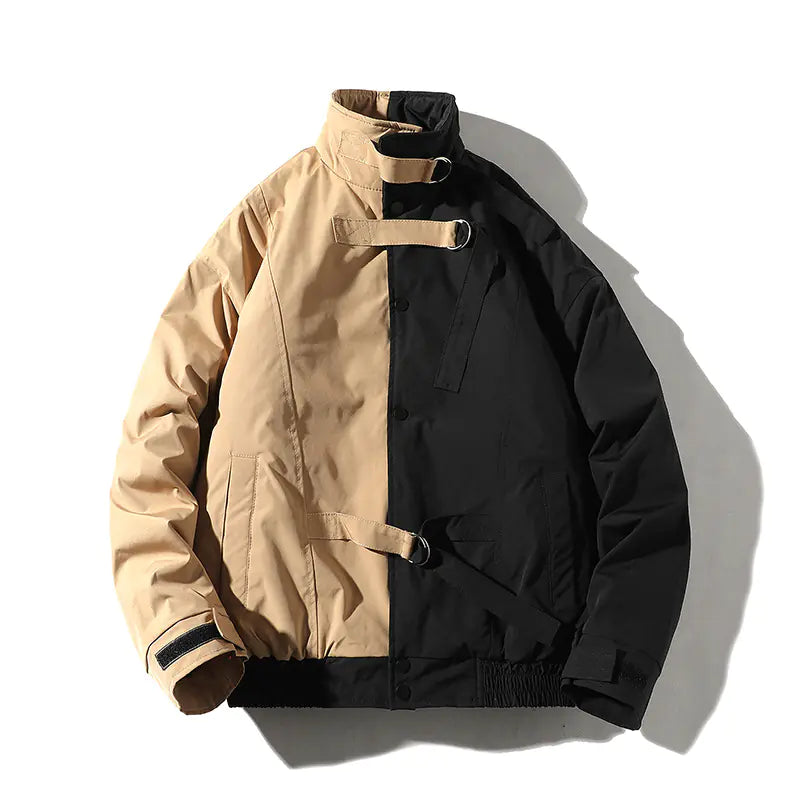 Thick Color Block Workwear Cotton Jacket Pi-Mart