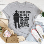 Every Girl Needs A RIP In Her Jeans Tee Peachy Sunday