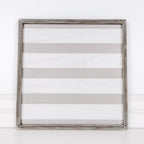 Gray White Striped Wooden Charger Tray 15x15x0.5 Inch Decorative Serving Tray Minimalist Home BandsCo Straps
