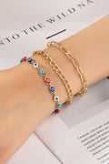 Evil Eye Bracelet Set Gold Chain Layered Protection