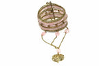 Exotic Gemstone Cuff Bangle With Linked Ring Set Style