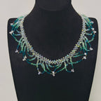 Handmade Woven Beaded Necklace | Glass Beads & Shell Pearls Choker | Intricate Seed Bead Art Necklace (MAC343)
