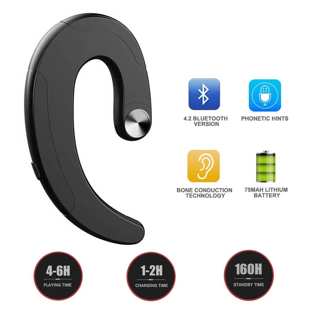 Exquisite Headphone Bluetooth Headset Single Noise Cancelling Ambient Sound Earphone Wireless Bluetooth Earbuds Office Over Ear Headphones Handsfree Business Bone Conduction Earphones Comfortable Secure Fit Headphones With Mic Stevvex