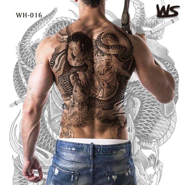 Extra Large Back Temporary Lion Tatoo Sticker Waterproof Black Luxury Big Modern  Design For Mens Stevvex