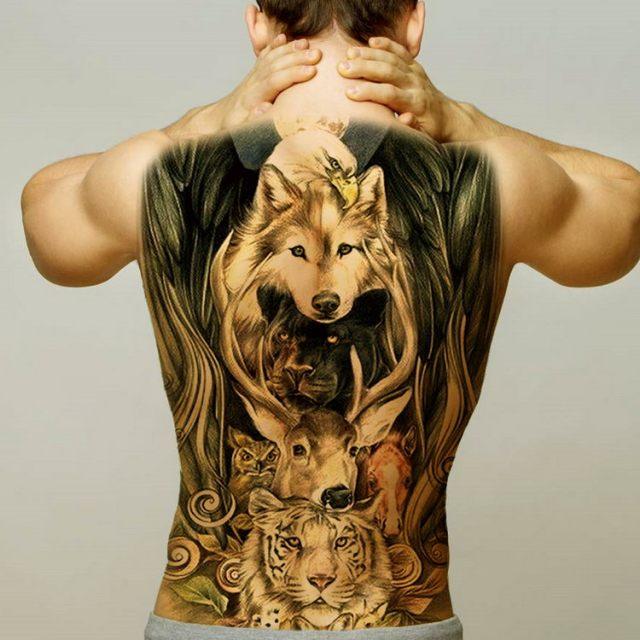 Extra Large Back Temporary Lion Tatoo Sticker Waterproof Black Luxury Big Modern  Design For Mens Stevvex