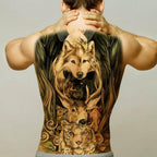 Extra Large Back Temporary Lion Tatoo Sticker Waterproof Black Luxury Big Modern  Design For Mens Stevvex