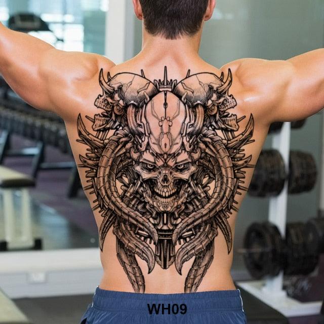 Extra Large Back Temporary Lion Tatoo Sticker Waterproof Black Luxury Big Modern  Design For Mens Stevvex