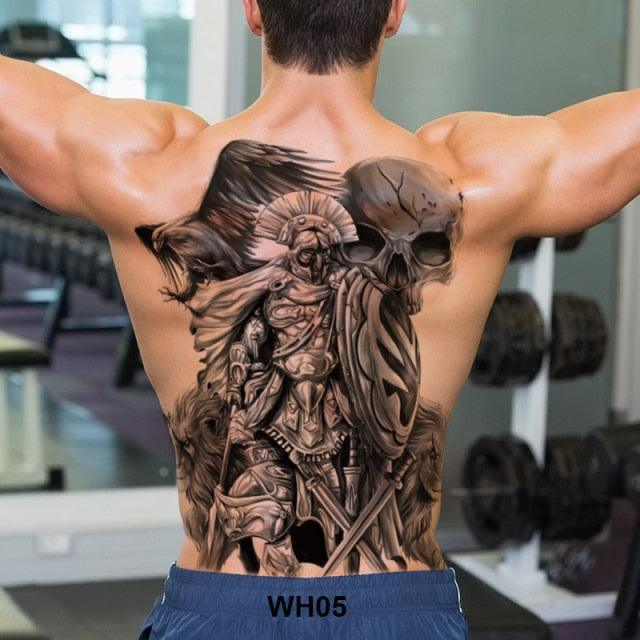 Extra Large Back Temporary Lion Tatoo Sticker Waterproof Black Luxury Big Modern  Design For Mens Stevvex